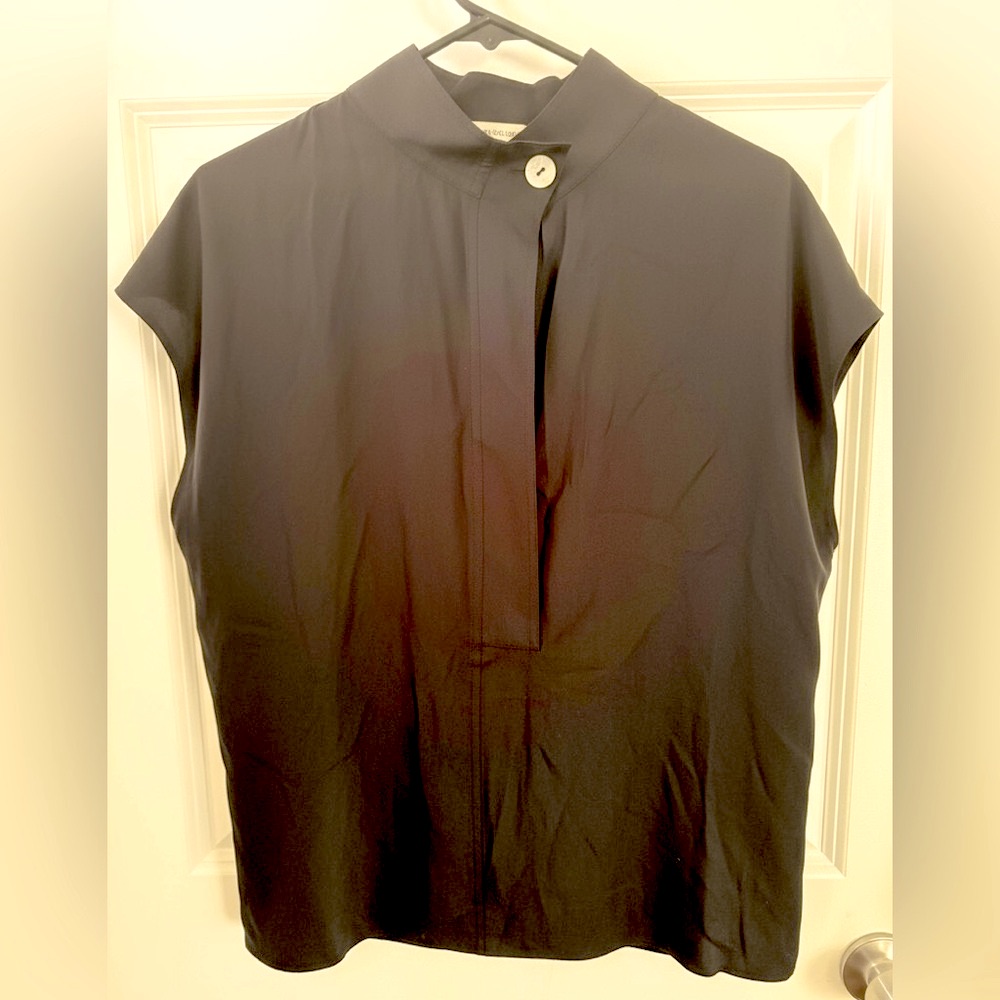 Vince Black Cap Sleeve Blouse Silk Medium
